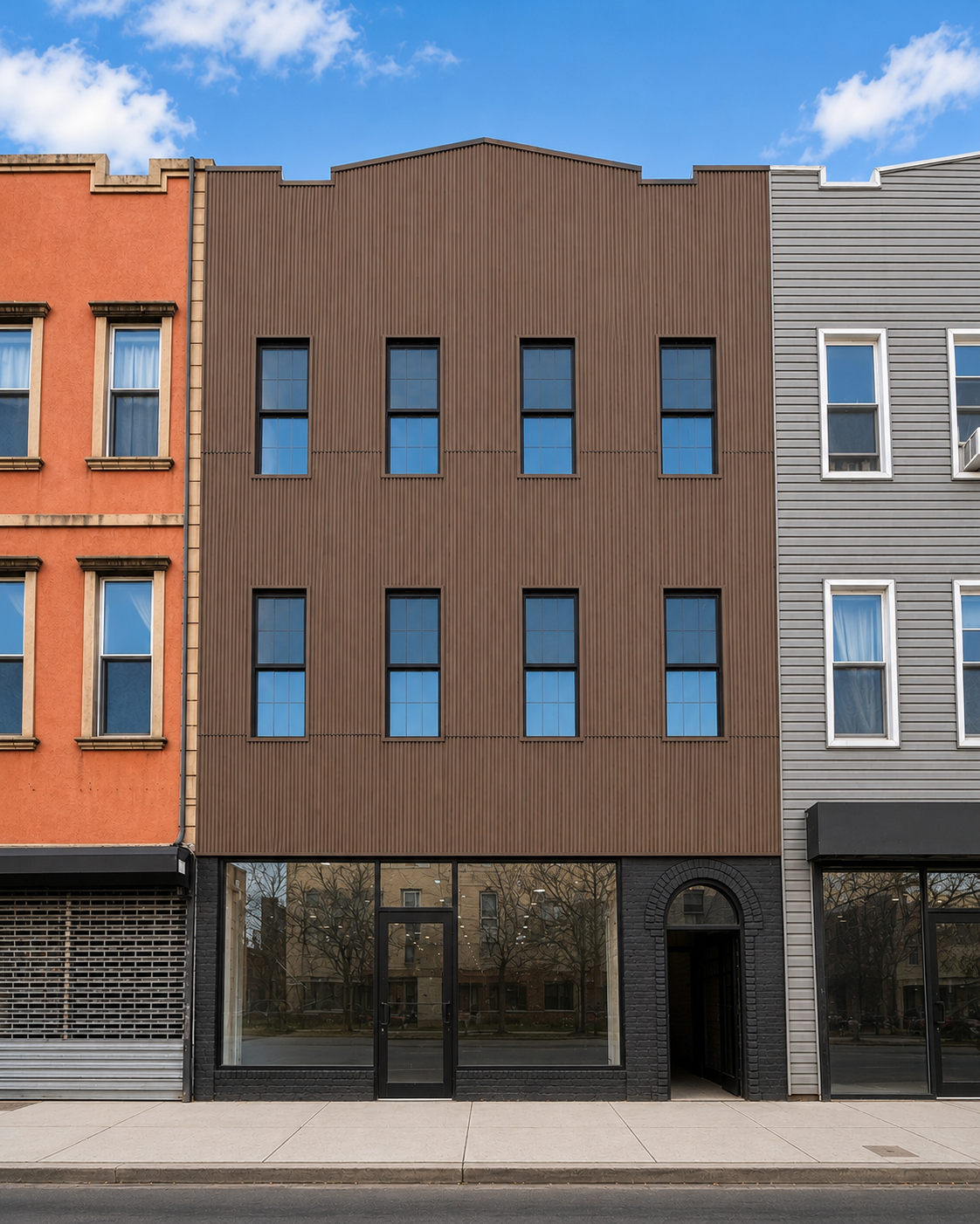 208 Irving Avenue, Bushwick — corrugated-clad mixed-use building